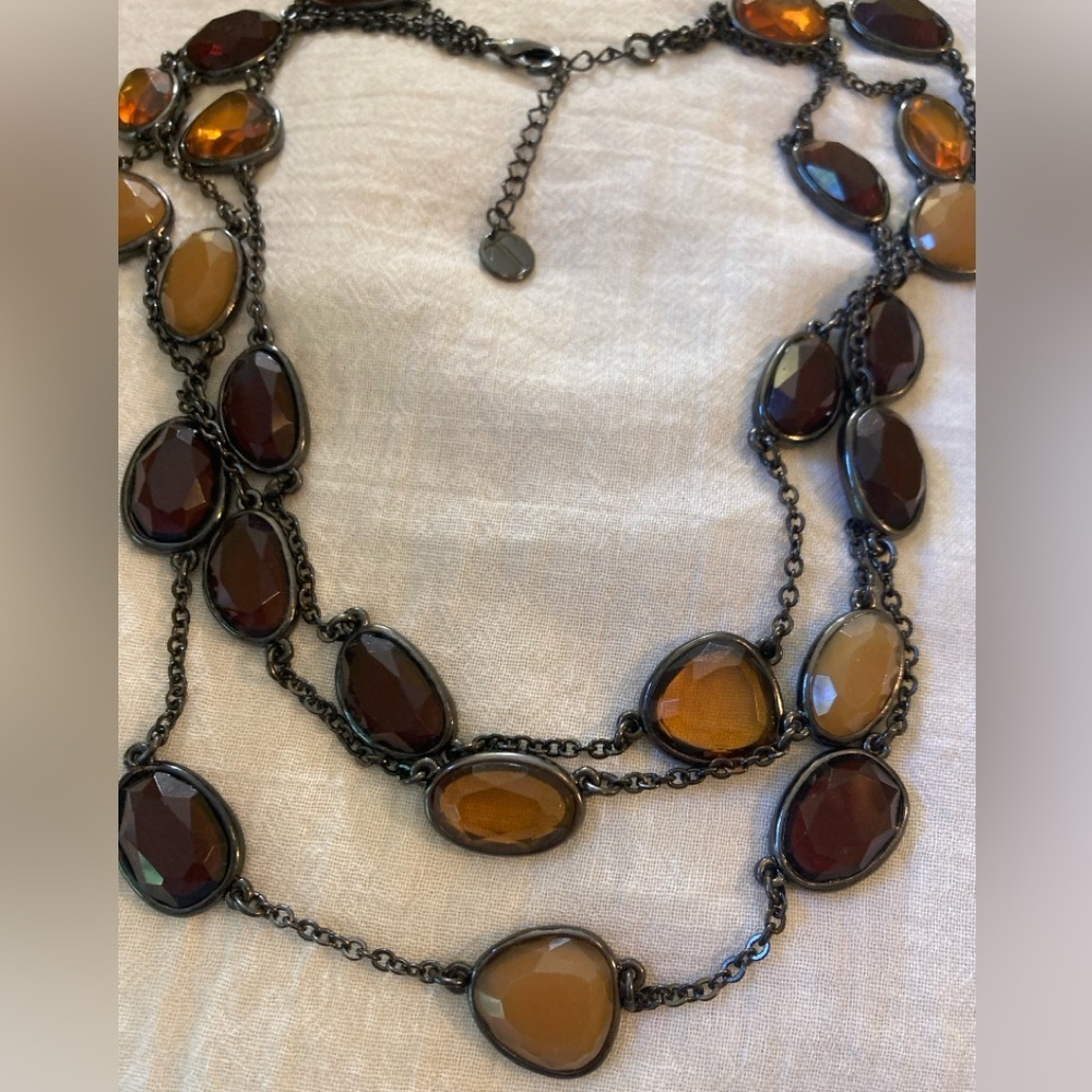 Talbots Earth Tone Layered Statement Necklace - image 5